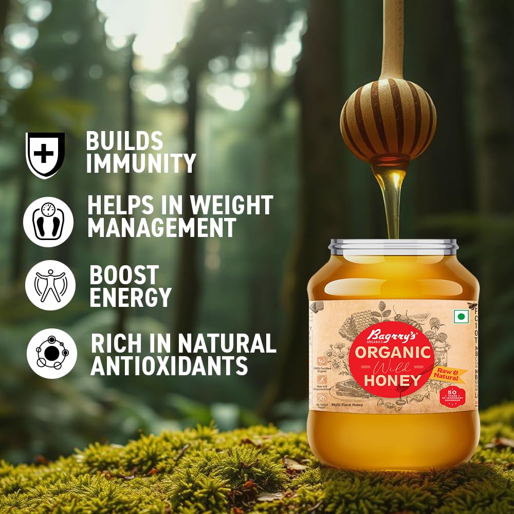 Bagrry's Organic Honey, Premium, Pure, Natural Organic Honey 500gm Food Care INDIA