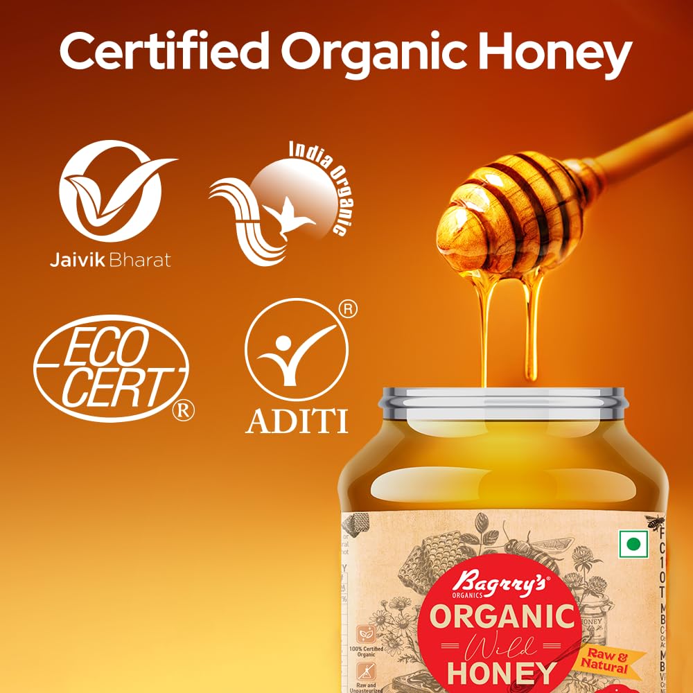 Bagrry's Organic Honey, Premium, Pure, Natural Organic Honey 500gm Food Care INDIA