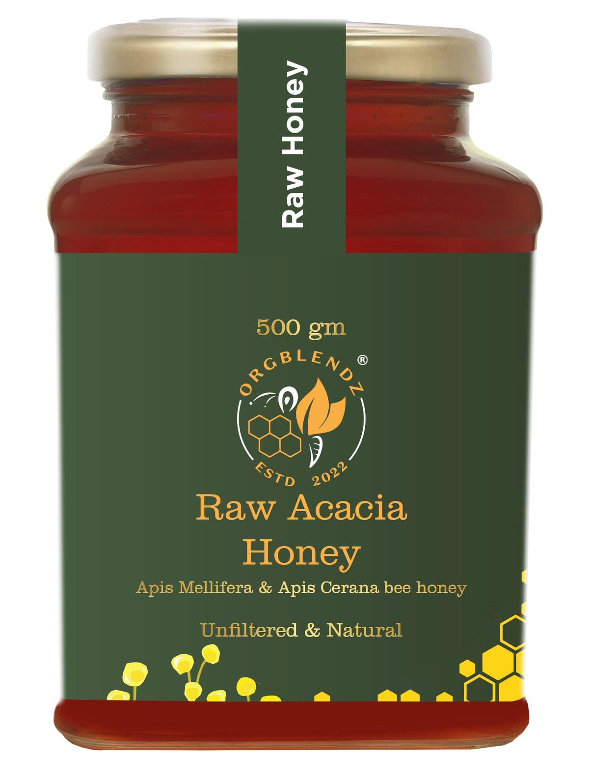 ORGBLENDZ-Certified Organic Raw unprocessed Kashmir Wild Acacia Honey Food Care INDIA