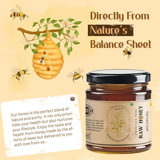 Organic Assets Pure Natural Multiflora Honey 250 gm Food Care INDIA