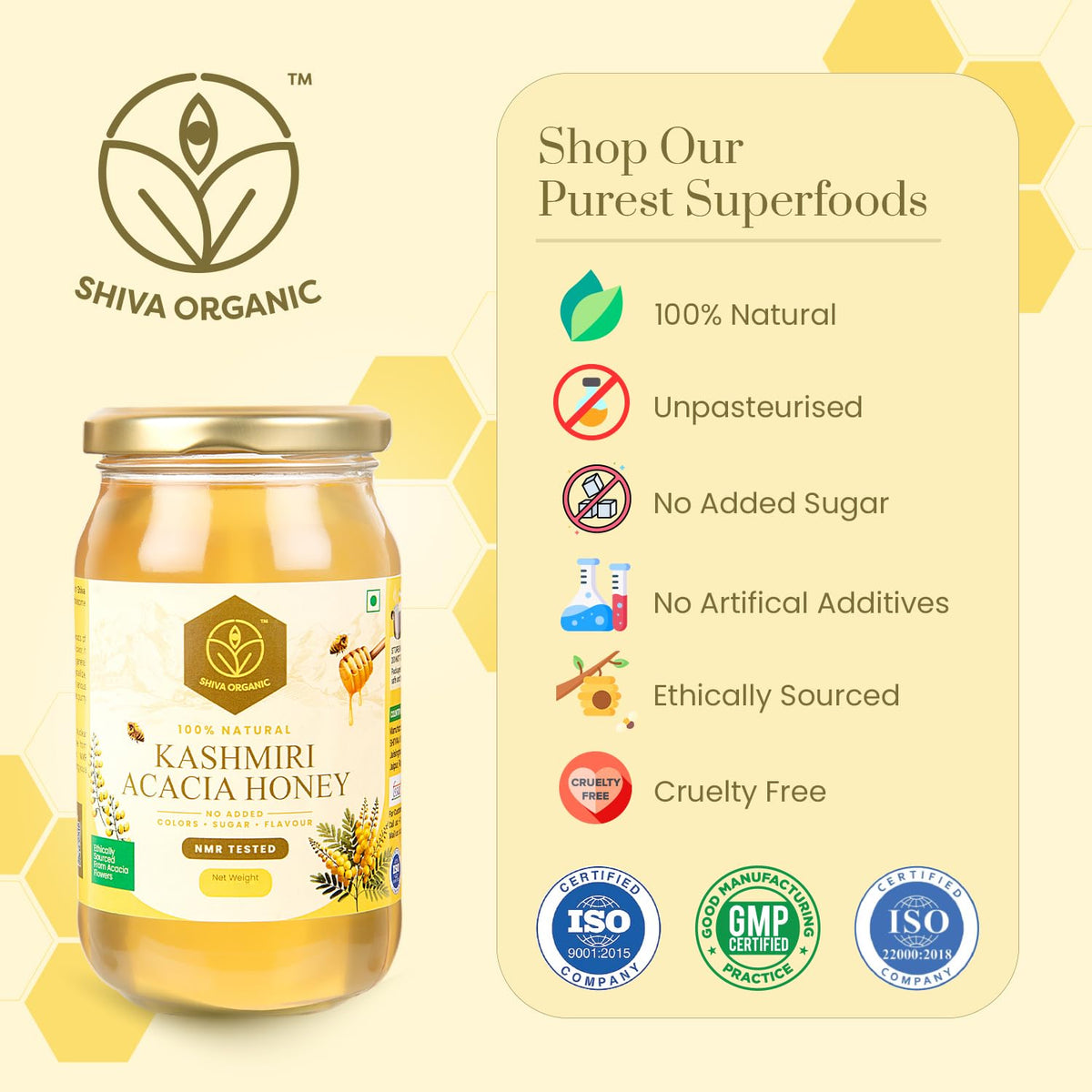 Shiva Organic Kashmiri Acacia Honey - 500g Food Care INDIA