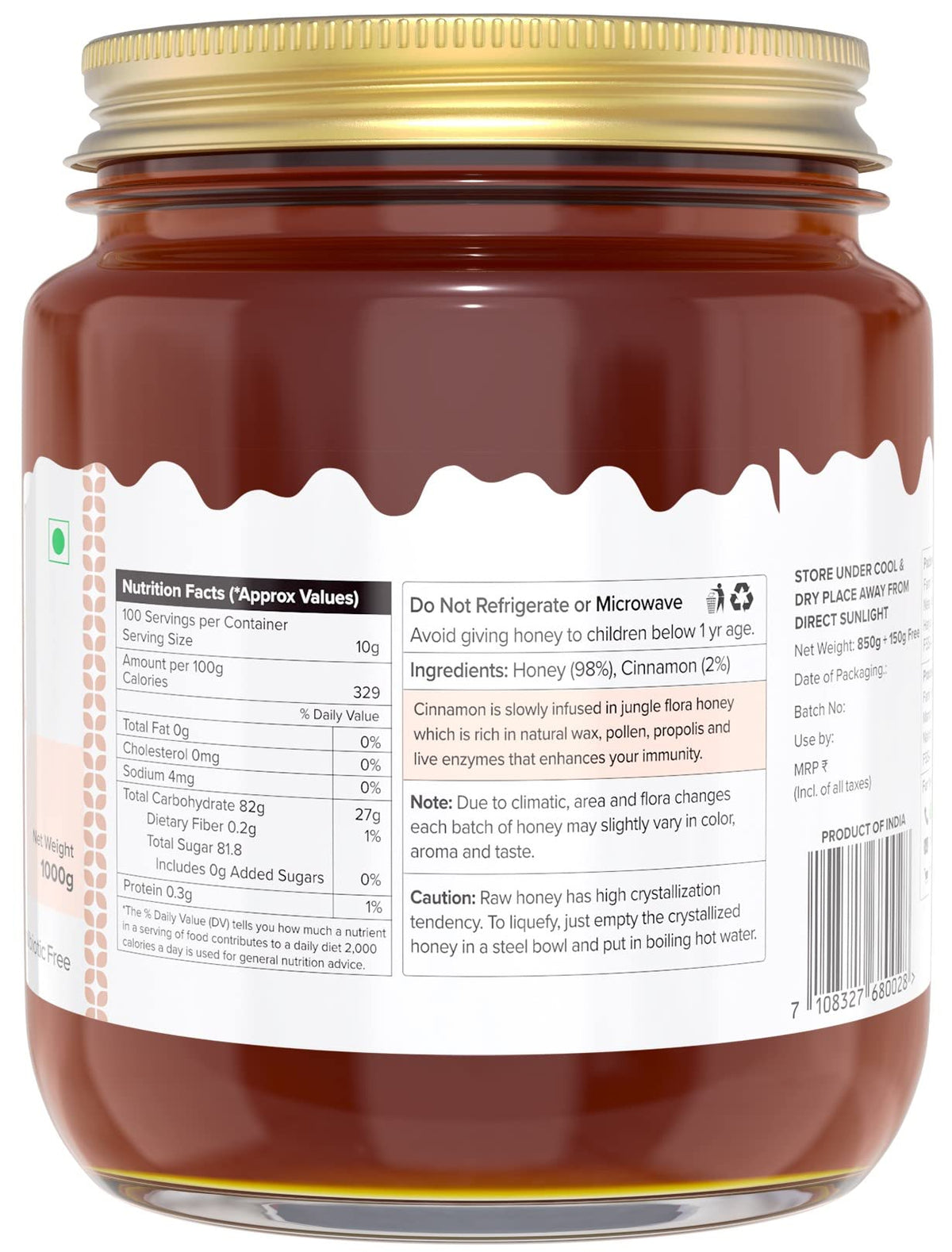 Farm Naturelle-Cinnamon Infused Wild Forest (Jungle) Honey Food Care INDIA