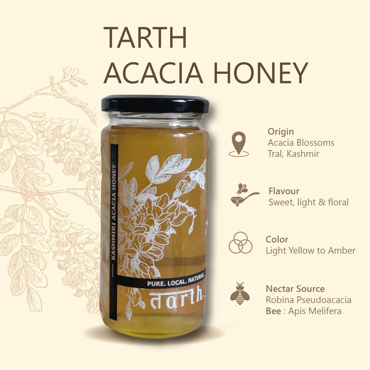 Tarth Raw Kashmiri Acacia Honey (250g) Food Care INDIA