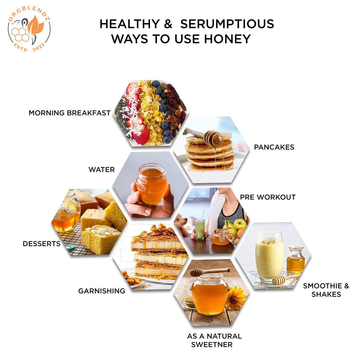 ORGBLENDZ-Certified Organic Raw unprocessed Kashmir Wild Acacia Honey Food Care INDIA