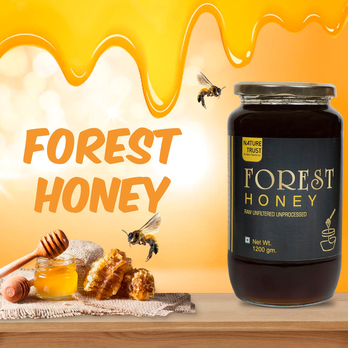Nature Trust Raw Organic Forest Honey Food Care INDIA