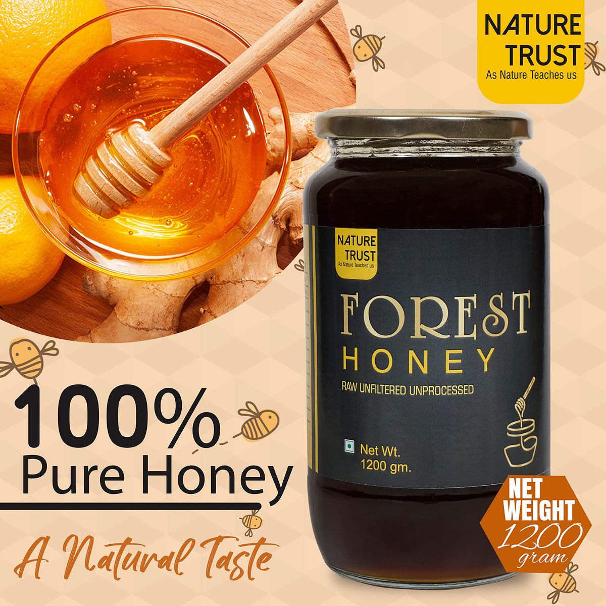 Nature Trust Raw Organic Forest Honey Food Care INDIA