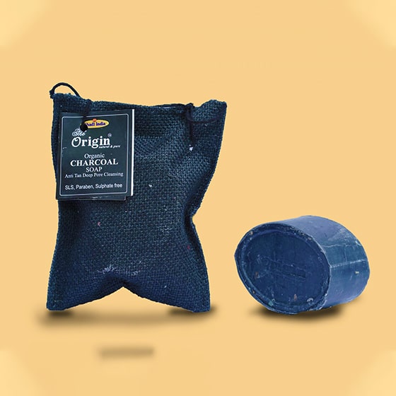 Charcoal Organic Handmade Origin Soap 150g jute bag Nextztore INDIA | Store