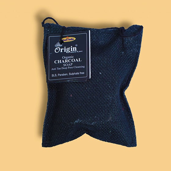 Charcoal Organic Handmade Origin Soap 150g jute bag