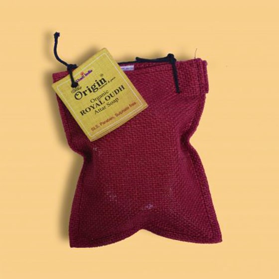 Royal Oudh Organic Handmade Origin Soap 150g jute bag
