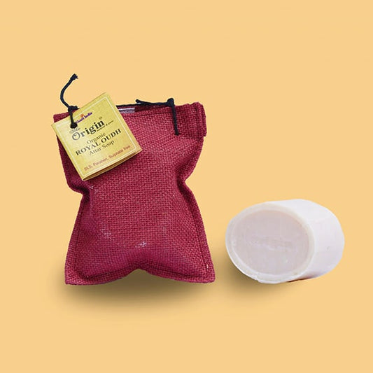 Royal Oudh Organic Handmade Origin Soap 150g jute bag