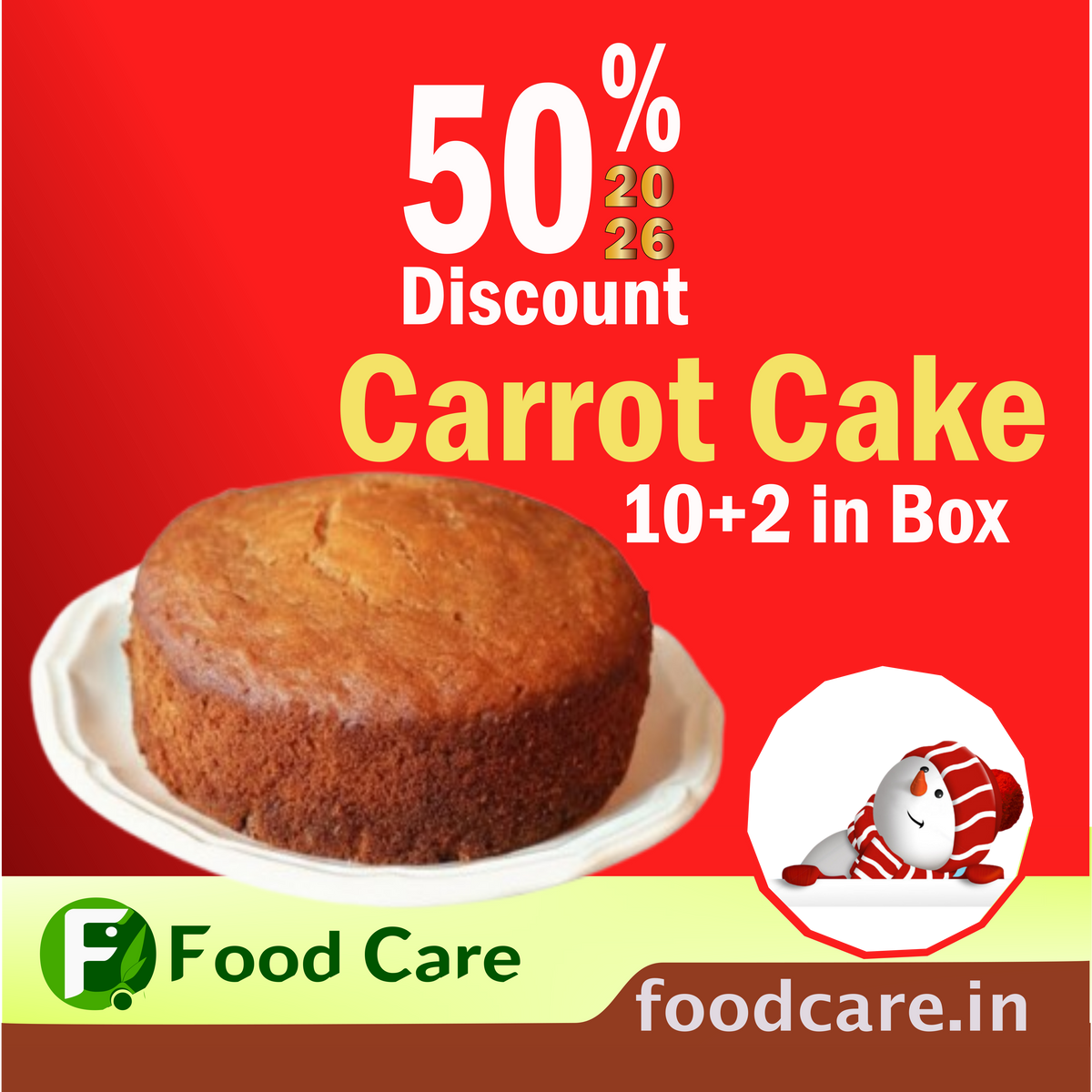 Kerala Special Carrot Cake 10+2 free in Pack Food Care INDIA