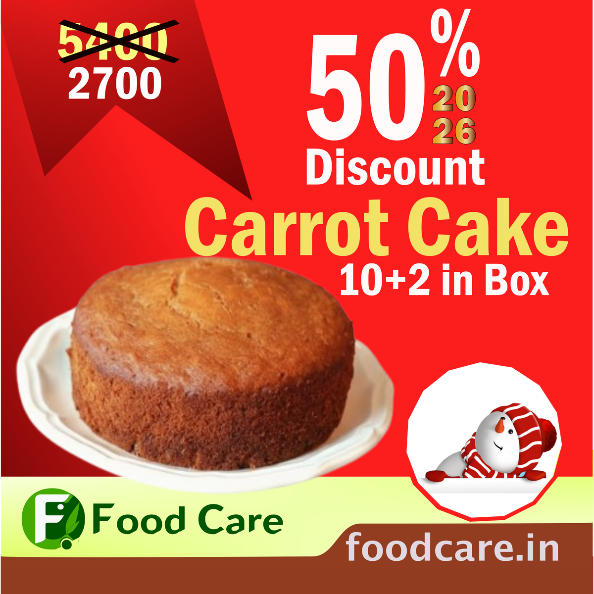 Kerala Special Carrot Cake 10+2 free in Pack Food Care INDIA