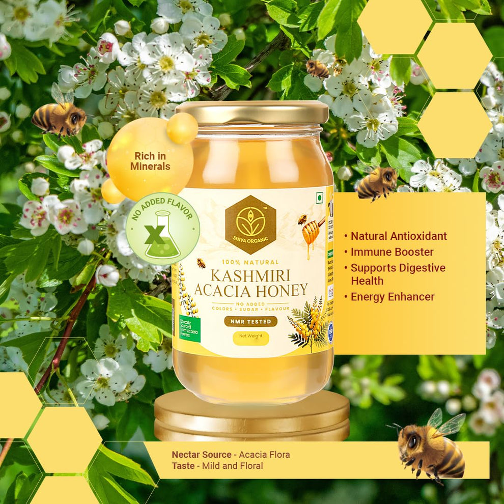 Shiva Organic Kashmiri Acacia Honey - 500g – Food Care INDIA - Acacia Honey For Premature Birth Prevention
