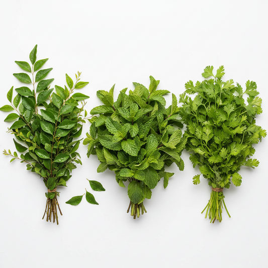 Coriander Leave(Dhaniya), Mint Leaves(Podina),Curry leaves Compo Pack 200.gm FPO DIRECT -NEXTZTORE