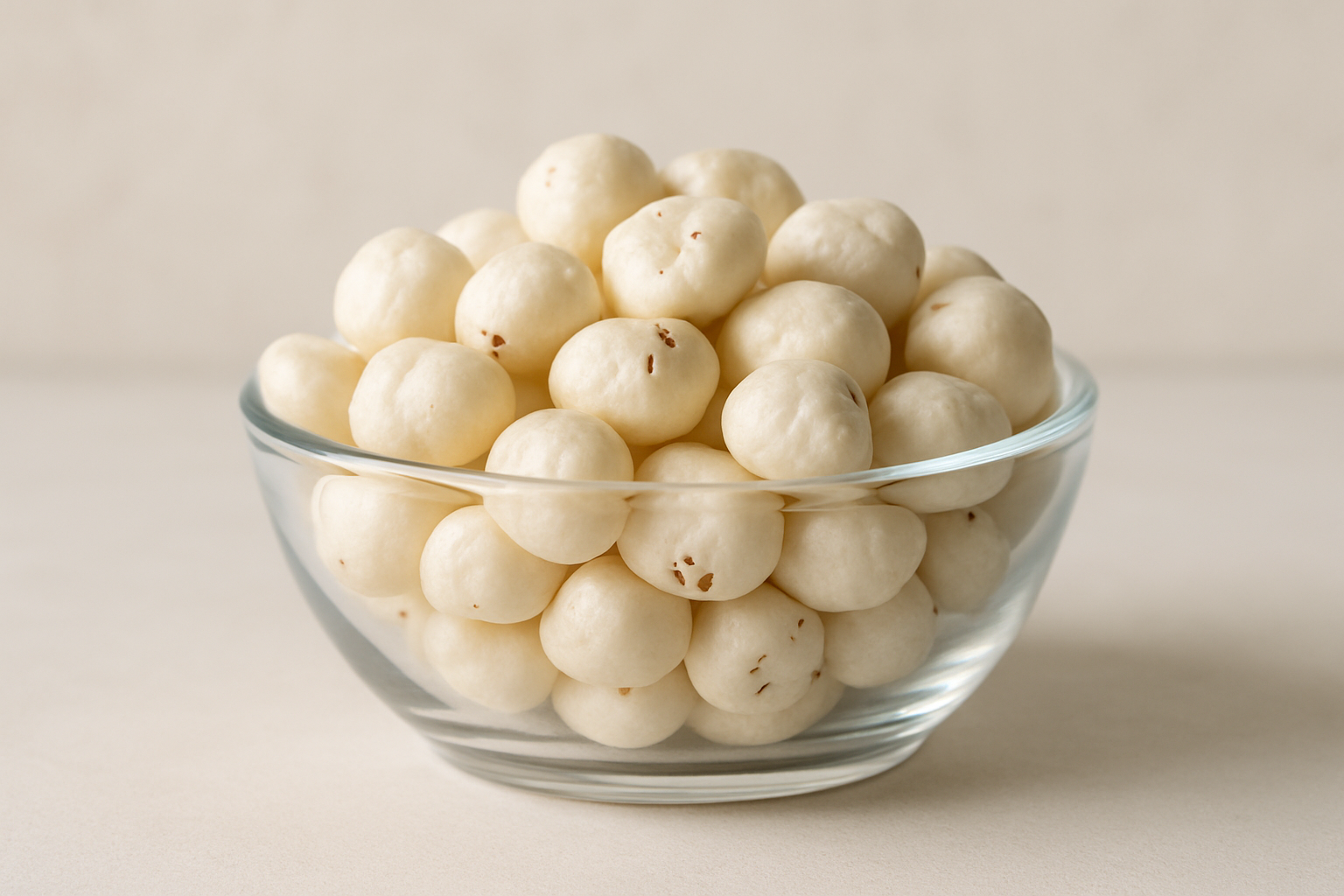 Makhana Plain in glass bowl