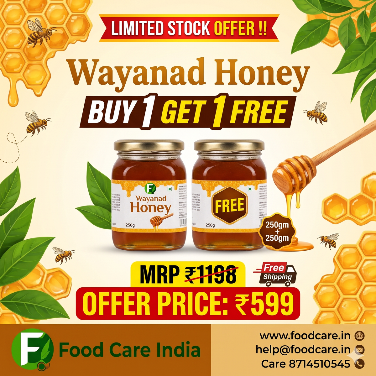 Wayanad Honey BUY 1GET 1 FREE Food Care INDIA
