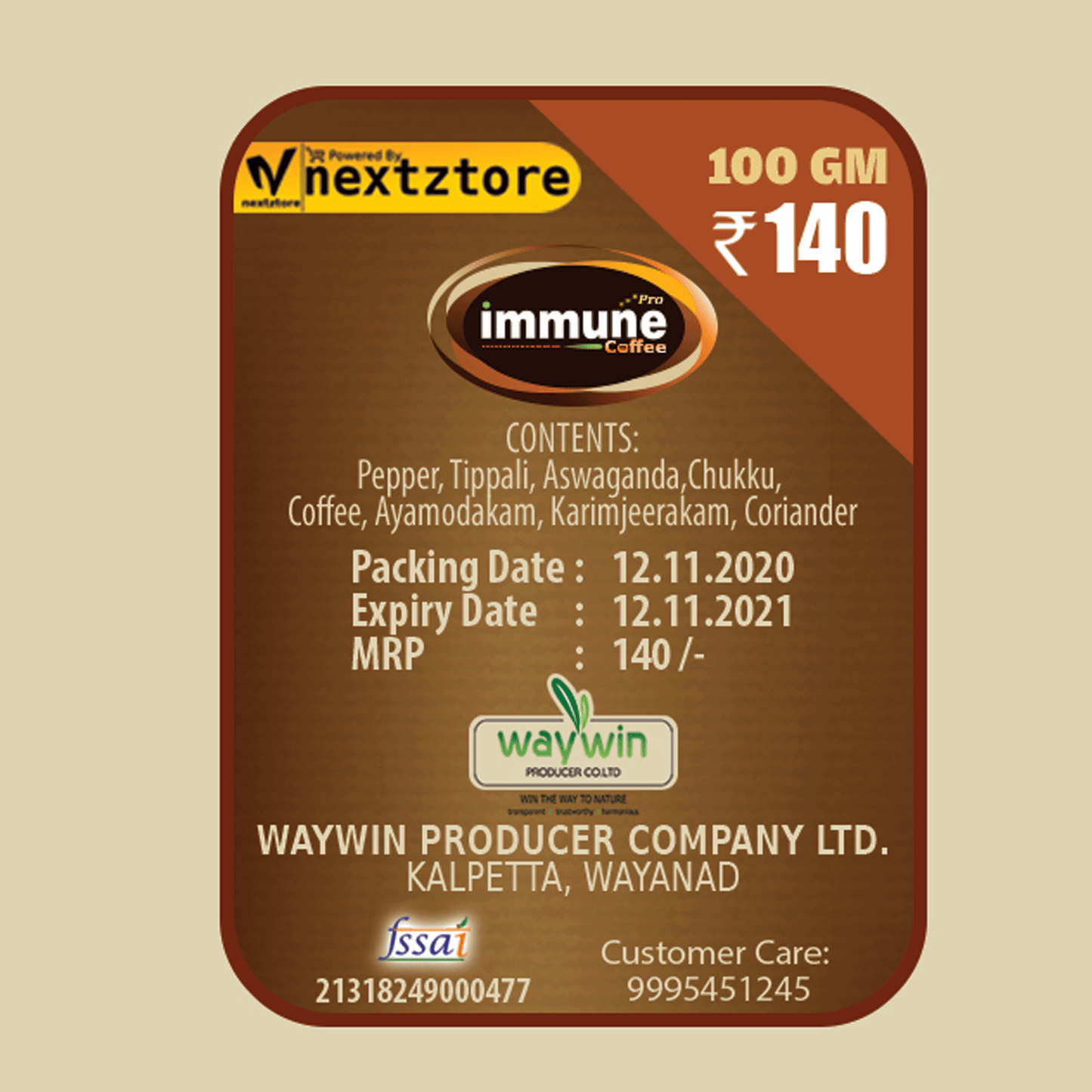 waywin Immune coffee pro  - 100 gm Pack - Food Care INDIA
